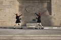 Changing the guard at the Tomb of the Unknown Soldier in Athenes Royalty Free Stock Photo