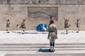 Changing of the Guard at the Tomb of the Unkonwn Soldier at the Presidential Mansion on Syntagma Square in Athens, Greece