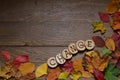 Changing leaves on wood with letters CHANGE Royalty Free Stock Photo