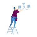 Changing light bulb flat color vector faceless character Royalty Free Stock Photo