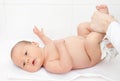 Changing nappies for an adorable little newborn Royalty Free Stock Photo