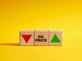 Changing oil price trend goes down or up. Energy resources, business and oil trading. Oil price level Royalty Free Stock Photo