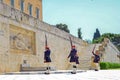 Changing of the presidential guard the so-called `Evzones` in front of the Monument of the Unknown Soldier, next to the Greek Pa