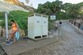 Changing rooms for changing into and taking off bathing suits and foot washing facilities and showers on Malama beach in Kapparis
