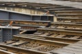 Changing tracks, railroad style. Royalty Free Stock Photo