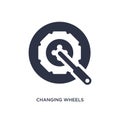changing wheels tool icon on white background. Simple element illustration from mechanicons concept Royalty Free Stock Photo