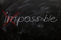 Changing word impossible to possible on chalkboard motivation concept Royalty Free Stock Photo