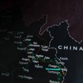 chango city located on china map black background Royalty Free Stock Photo