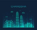 Changsha skyline Hunan province China vector line