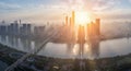 Changsha skyline silhouette in morning