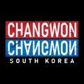 Changwon city in South Korea vector logo sign