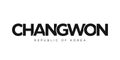 Changwon in the Korea emblem. The design features a geometric style, vector illustration with bold typography in a modern font. Royalty Free Stock Photo
