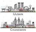 Changwon and Ulsan South Korea City Skyline Set