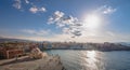 Chania with the amazing lighthouse, at sunset, Crete, Greece.