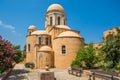 Chania, Greece - August 2018: the monastery of Agia Triada of Tsagaroli in the Chania region on the island of Crete, Greece