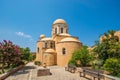 Chania, Greece - August 2018: the monastery of Agia Triada of Tsagaroli in the Chania region on the island of Crete, Greece