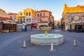 Chania, Greece, August 23, 2022: Sunrise view of a tourist stree Royalty Free Stock Photo