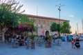 Chania, Greece, August 21, 2022: Sunset view of a tourist street