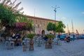 Chania, Greece, August 21, 2022: Sunset view of a tourist street