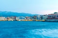 Chania. The old harbor at night. Royalty Free Stock Photo