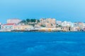 Chania. The old harbor at night. Royalty Free Stock Photo