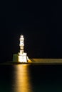 Chania town (Crete,Greece), light house ,night Royalty Free Stock Photo