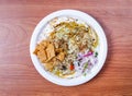 channa papri chat masala served in dish isolated on table top view of indian and pakistani food