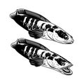 Channa snake head predator animal fish wild life in water illustration vector black white Royalty Free Stock Photo