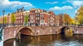 Channel in Amsterdam Netherlands houses river Amstel Royalty Free Stock Photo