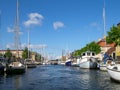 Channel of Copenhagen with lots of boats, Denmark, may 18, 2008