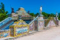 Channel decorated by azulejo tiles at the national palace of Queluz in Lisbon, Portugal