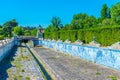 Channel decorated by azulejo tiles at the national palace of Queluz in Lisbon, Portugal