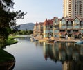 Canal in Kelowna downtown Waterfront Park on Okanagan Lake, BC Canada. Royalty Free Stock Photo