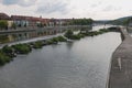 Channel, lock, river and city. WÃÂ¼rzburg, Bavaria, Germany Royalty Free Stock Photo