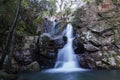 The great waterfall in sprint into the deep forest Royalty Free Stock Photo