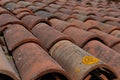 Close up of an old canal tile roof