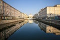 Channel Trieste with reflection over the ancient buildings. Adriatic Sea. Italy Royalty Free Stock Photo