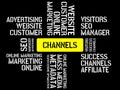 CHANNELS - image with words associated with the topic ONLINE MARKETING, word, image, illustration