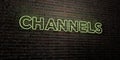 CHANNELS -Realistic Neon Sign on Brick Wall background - 3D rendered royalty free stock image