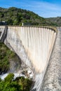 View of the Belesar dam with hydroelectric power plant Royalty Free Stock Photo