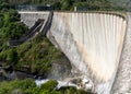 View of the Belesar dam with hydroelectric power plant Royalty Free Stock Photo