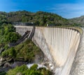 View of the Belesar dam with hydroelectric power plant Royalty Free Stock Photo