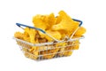 Chanterelles mushrooms in a basket Royalty Free Stock Photo