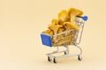 Chanterelles mushrooms in a shopping trolley Royalty Free Stock Photo