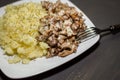 Chanterelles stewed with potatoes