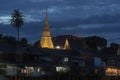 Chanthaburi old town with golden stupa on the hill in temple Royalty Free Stock Photo