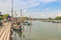 CHANTHABURI, THAILAND: APRIL 15, 2019 Scenery of Fishing village The No-Land Village on april 15,2019 at Bang Chan, Khlung,