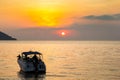 CHANTHABURI, THAILAND - December 10, 2016 : Speed boat will drive to the sea while sunset at Ao Yang Beach , Chanthaburi