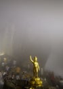 Foggy night People are worshiping the footprint in the rock on the top of Kitchakut Mountain Royalty Free Stock Photo