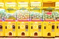 CHANTHABURI, THAILAND - MARCH 26, 2023: Capsule-toy Gachapon vending machines in shopping centers